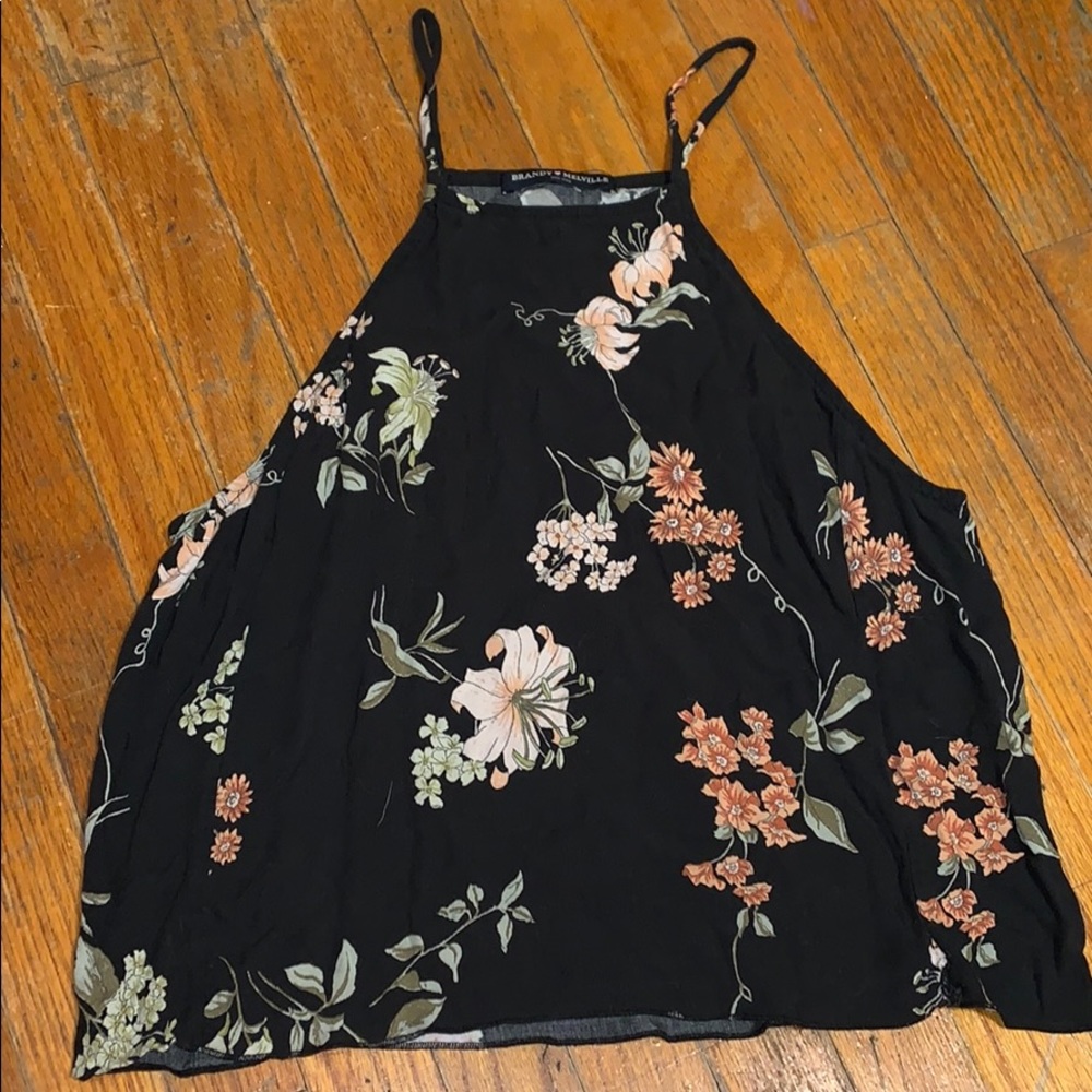 Black tank top with cute flowers